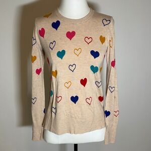 Moth Anthropologie Sweater w/Heart Print Size XS Excellent Pre-Owned Condition